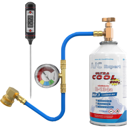 Zestaw do napełniania klimatyzacji dla aut na R134a + termometr